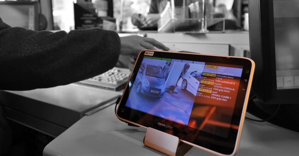 An alarm warns the cashier as blacklisted vehicle enter the premises